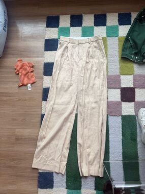Mango Beige Wide-Leg Pants
